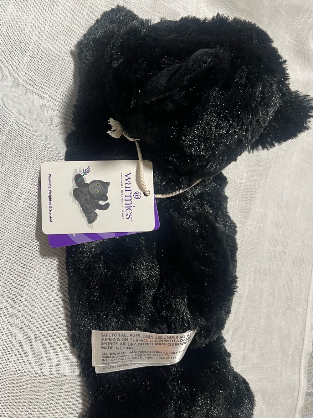 Warm Black Plush Cat Toy with Yellow Eyes